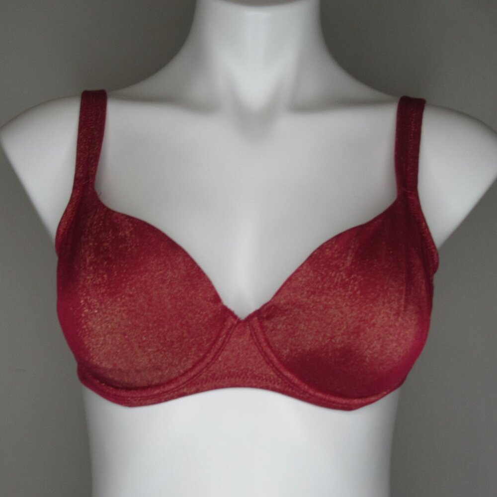 Victoria's Secret Red Metallic Shimmer Bra Y2K Vintage 34C